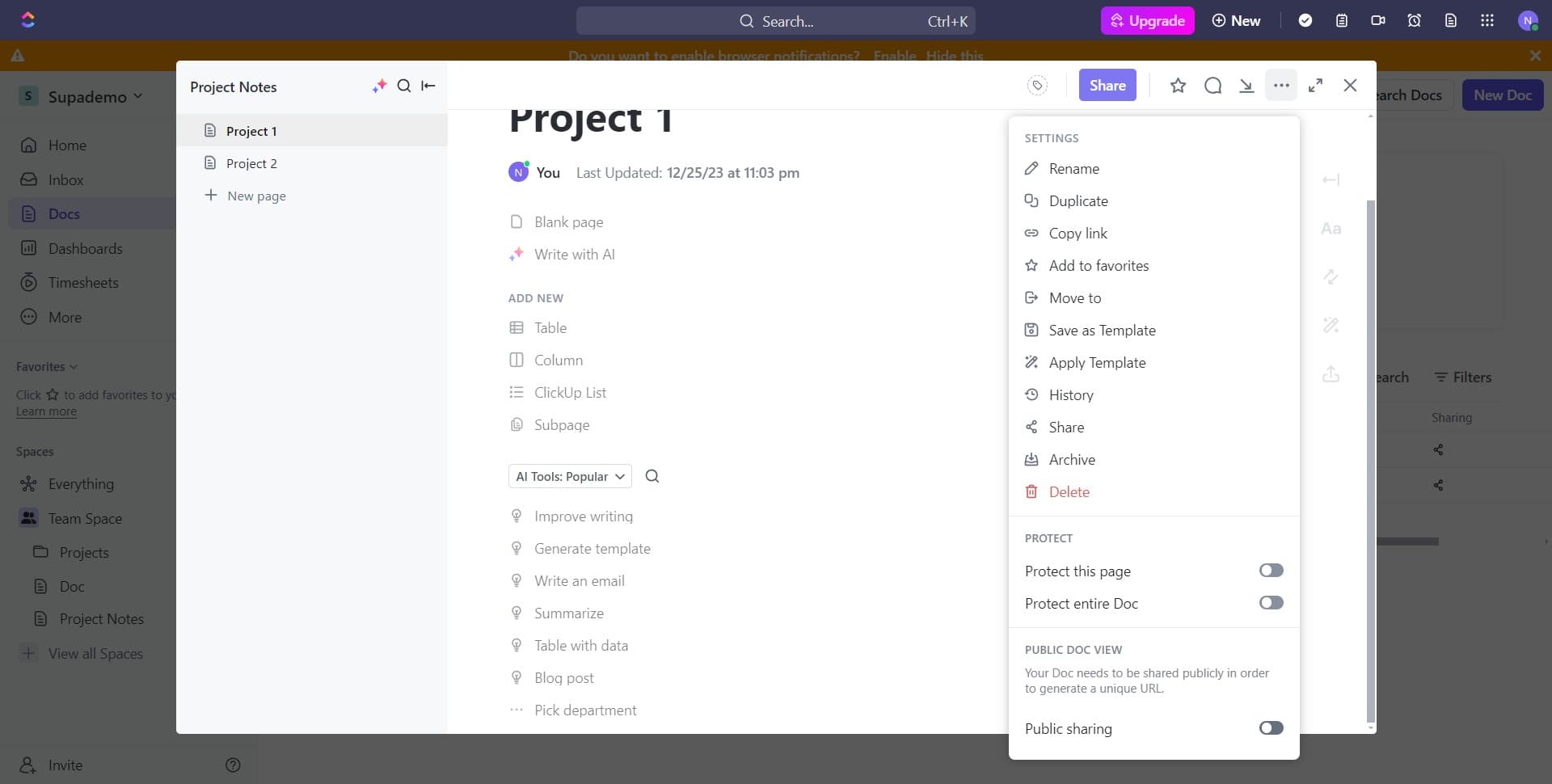Proceed to sharing configuration
