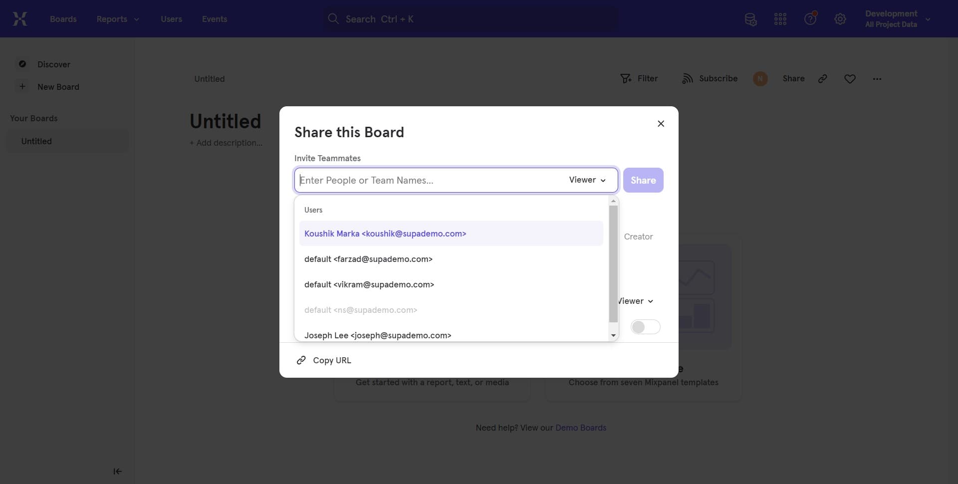 Enter user information