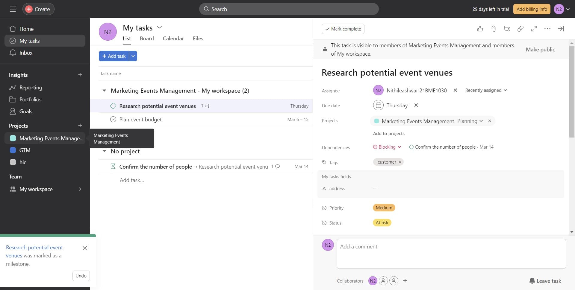 Navigate to project overview