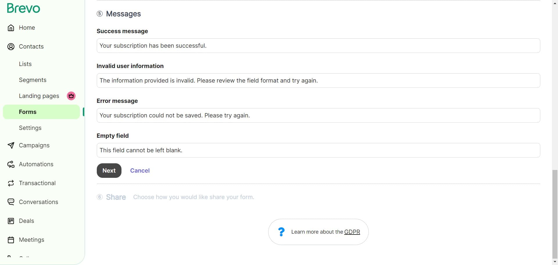 Review final settings