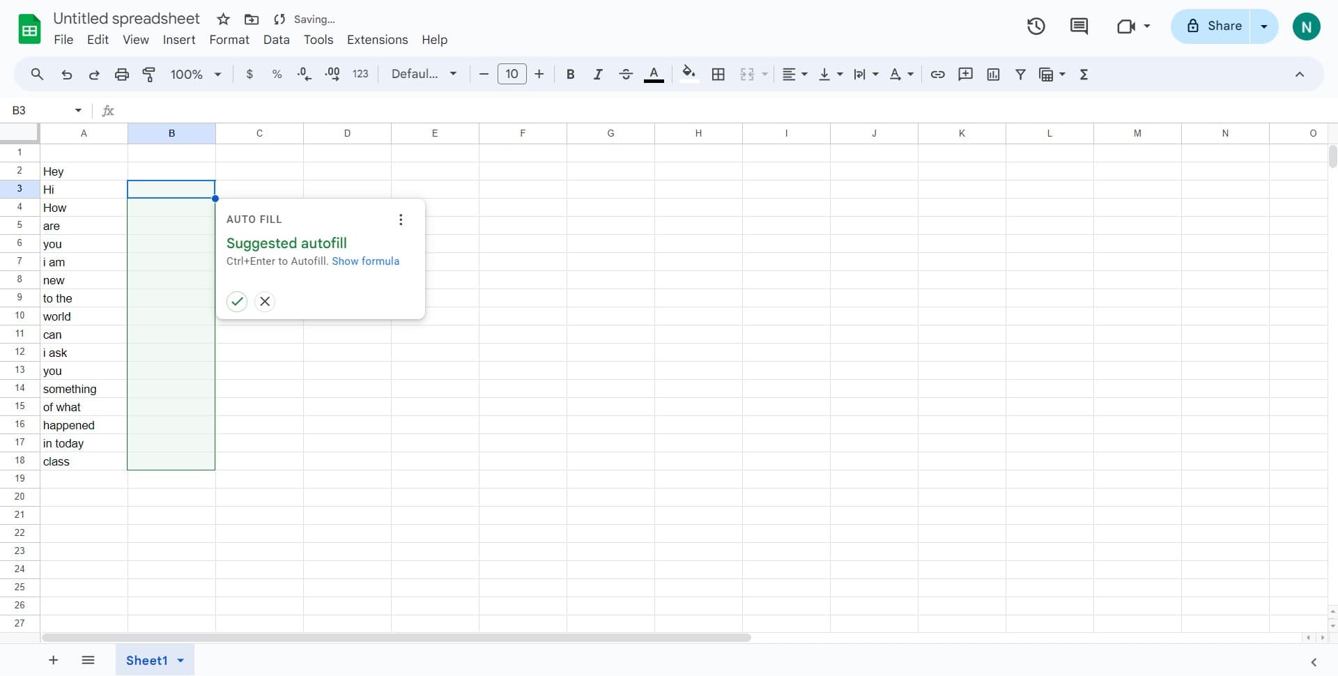 Enter the COUNTIF formula