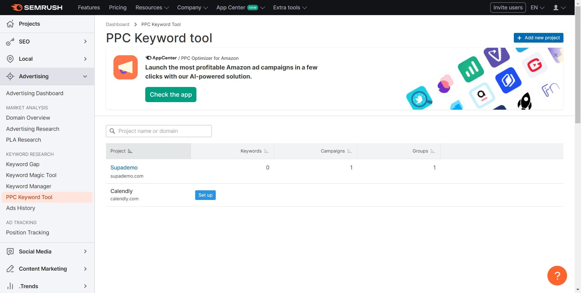 Click on Add new project