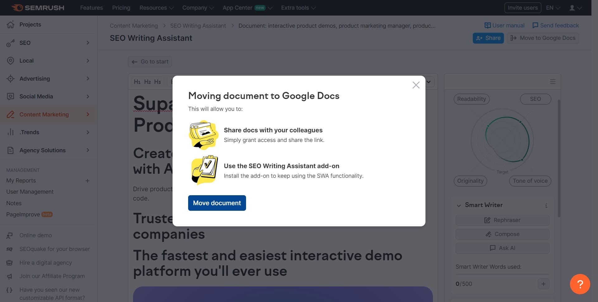 Complete the document transfer