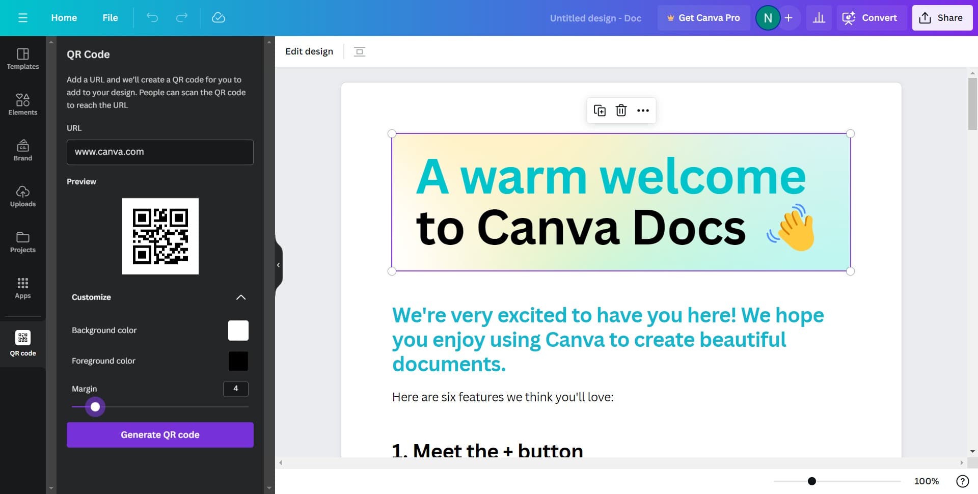 Generate and finalize your QR code