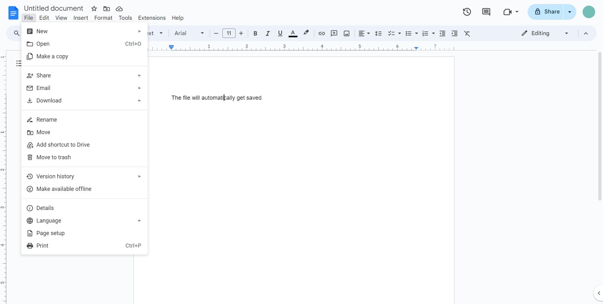 Navigate to File options