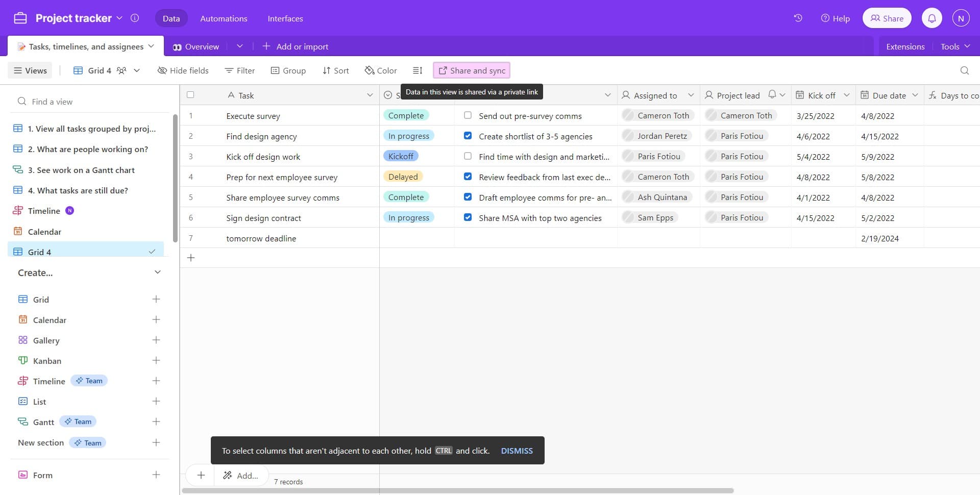 Click on Share and sync