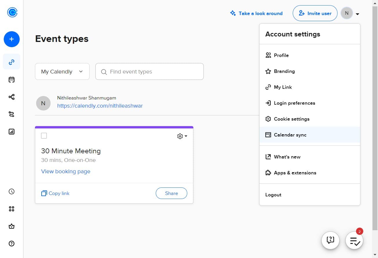 Select Calendar sync option