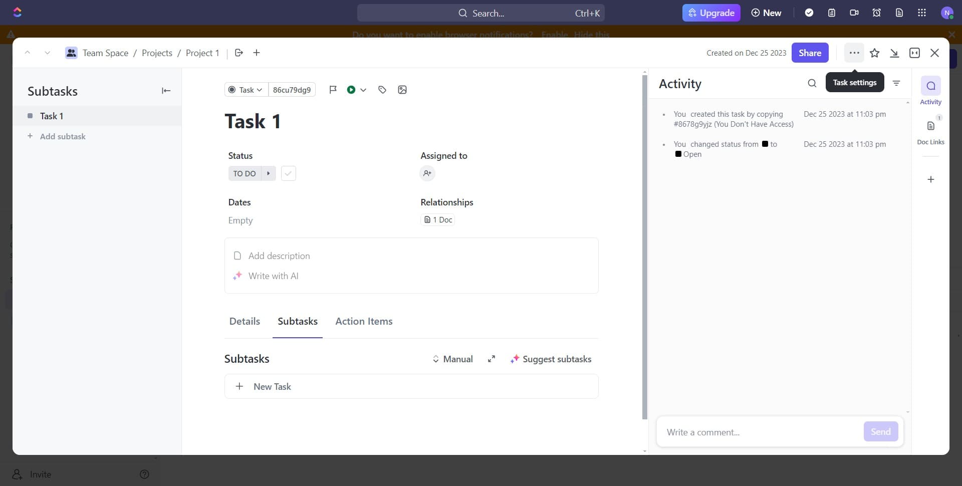 Expand the options menu