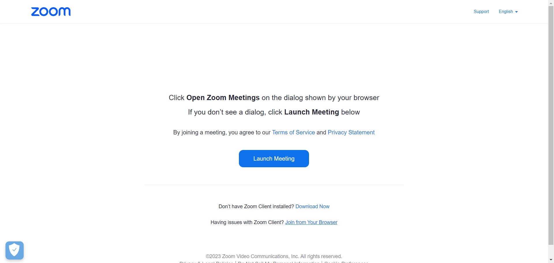 Click on Join from Your Browser