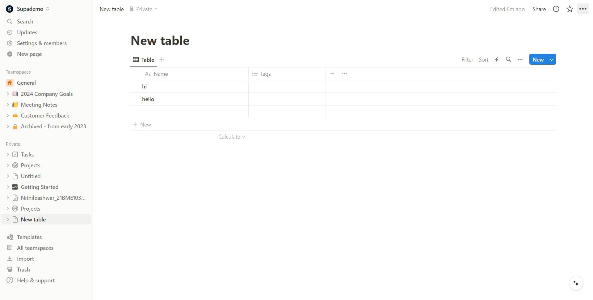 Open the page options menu