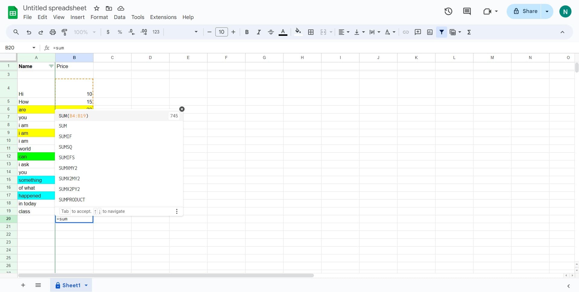Close the formula with parenthesis