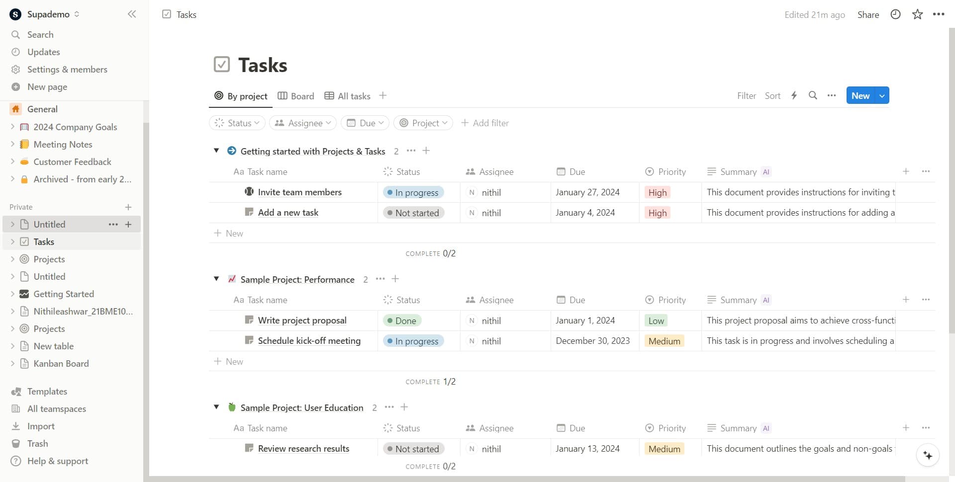 Click on the page title