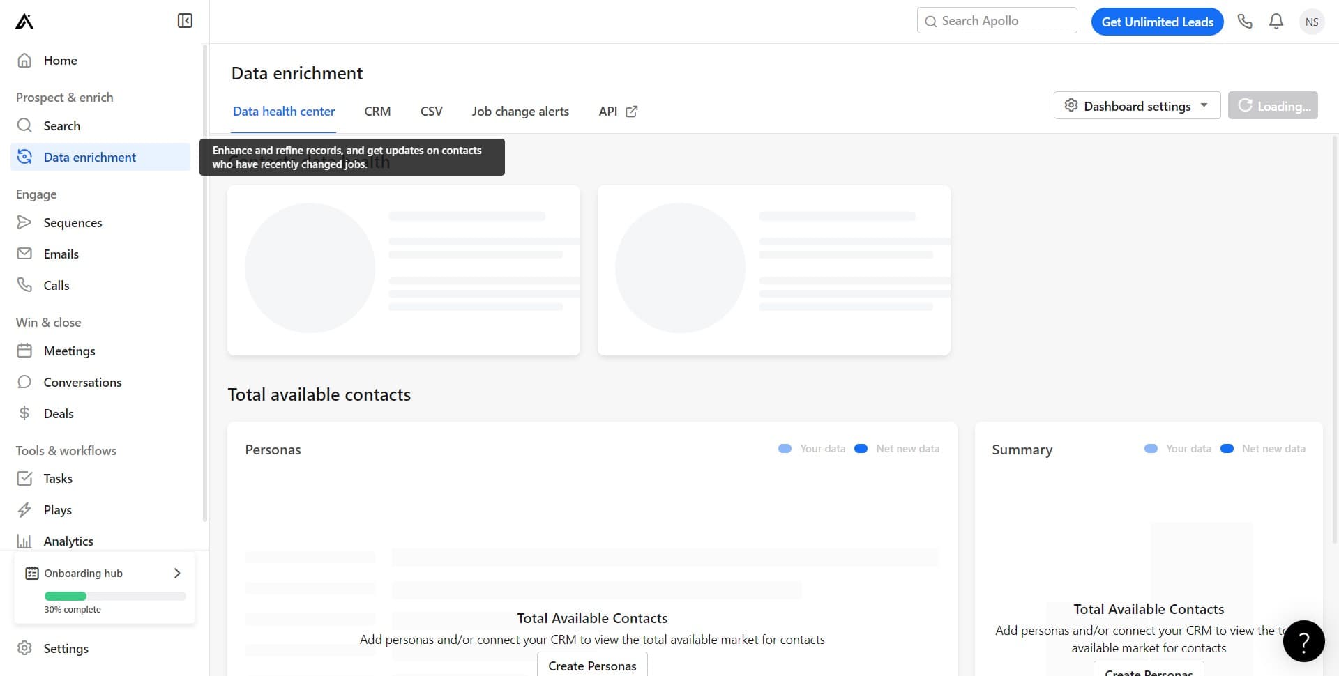 Open Data enrichment menu