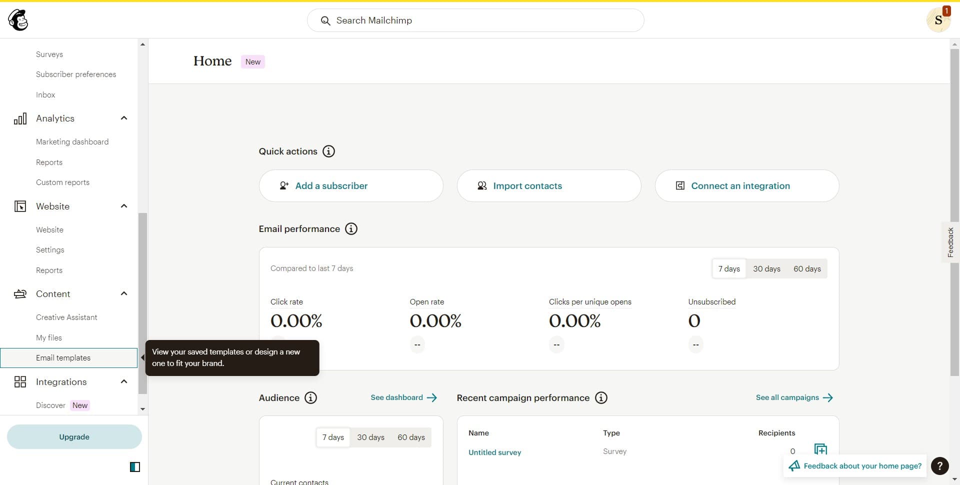 Click on Email templates