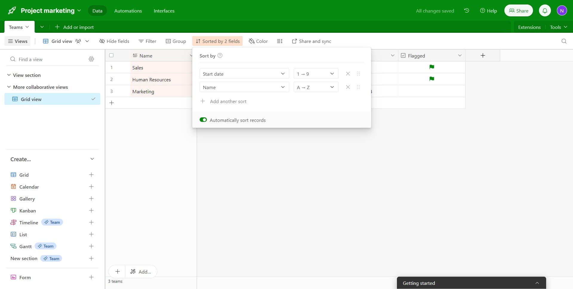 Configure the secondary sort direction