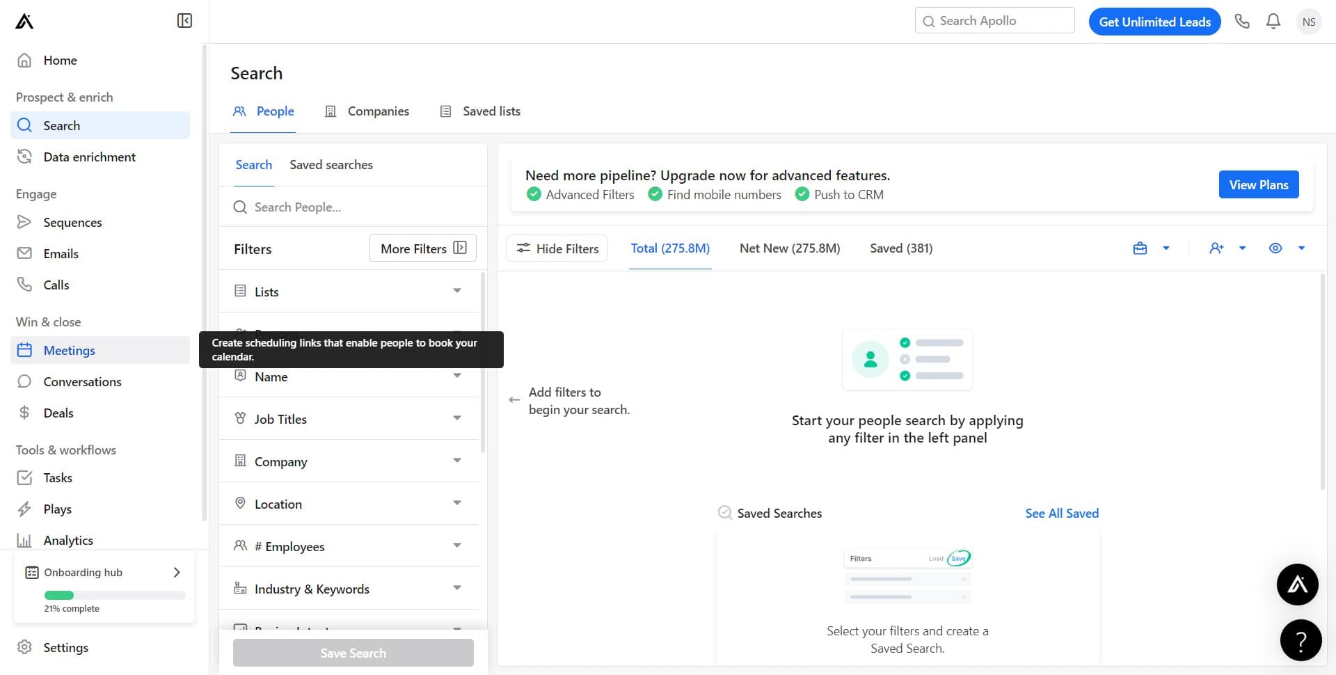 Access the Meetings section