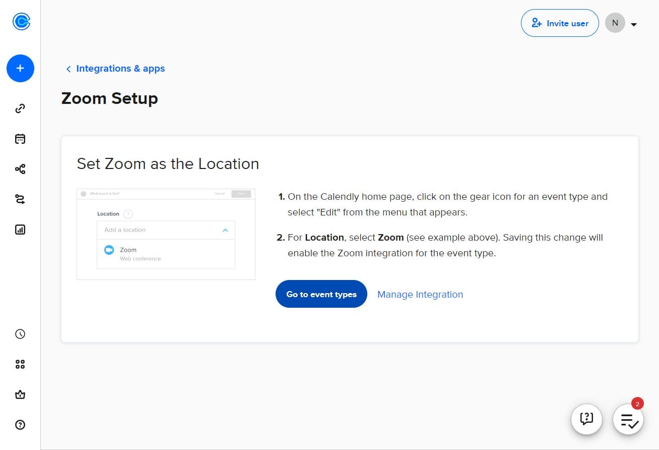 Navigate to event types