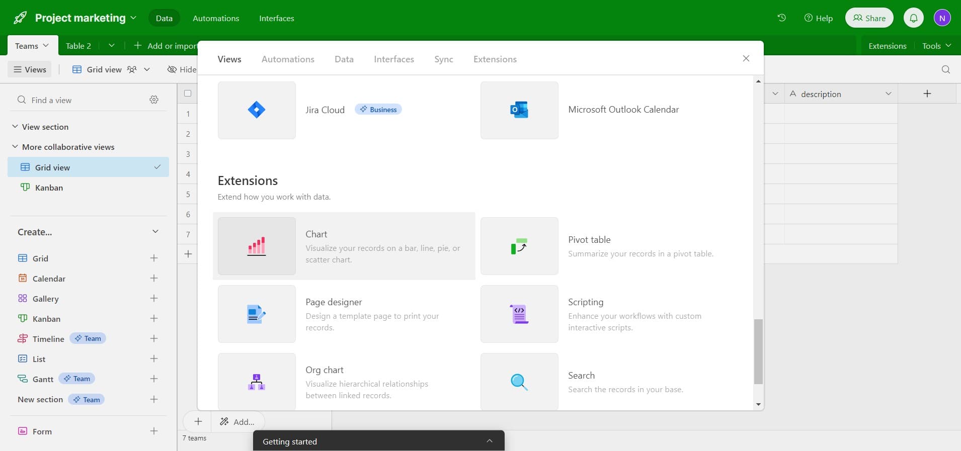Select Visualize your data