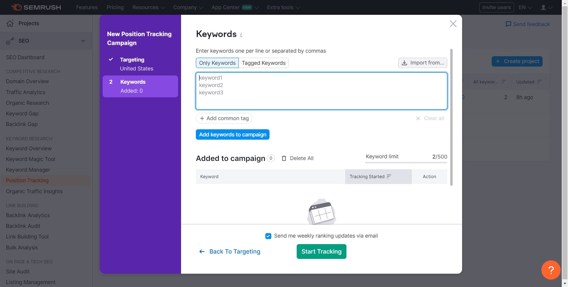 Access Keyword Input Options
