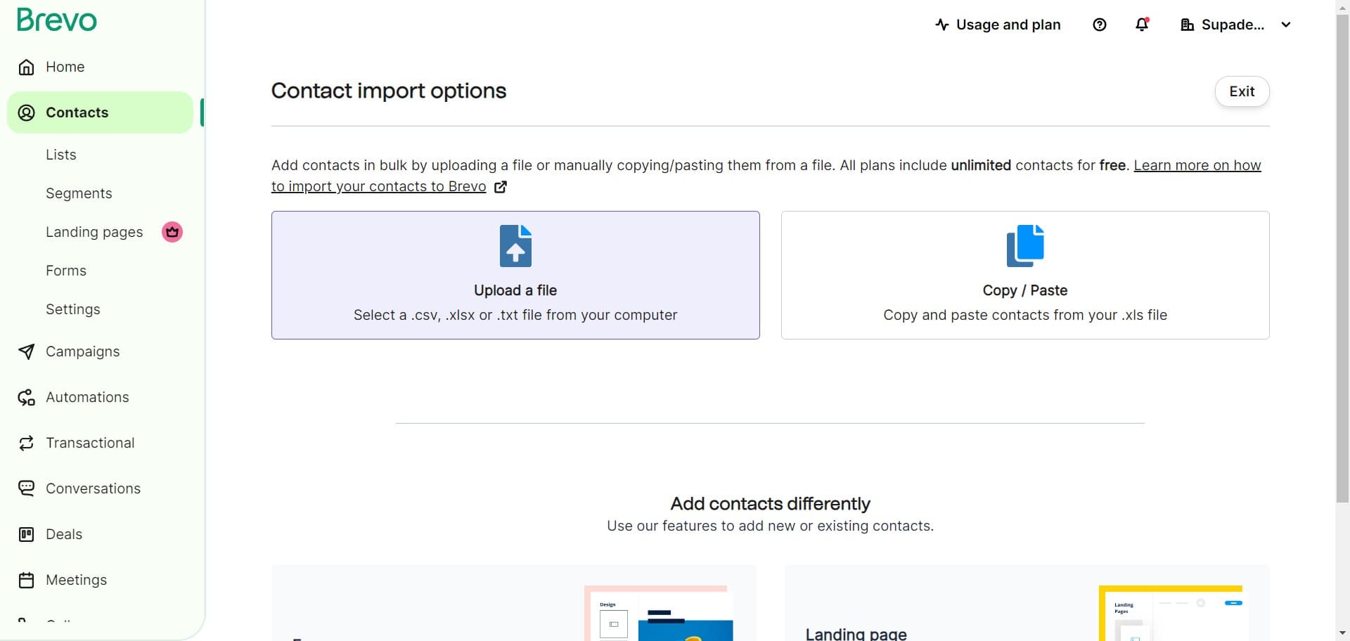 Select your import method