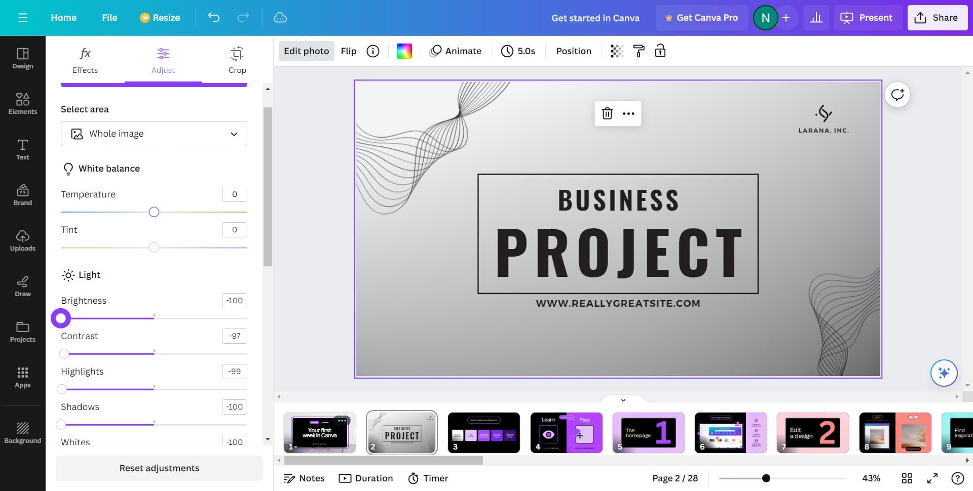Select your color adjustment