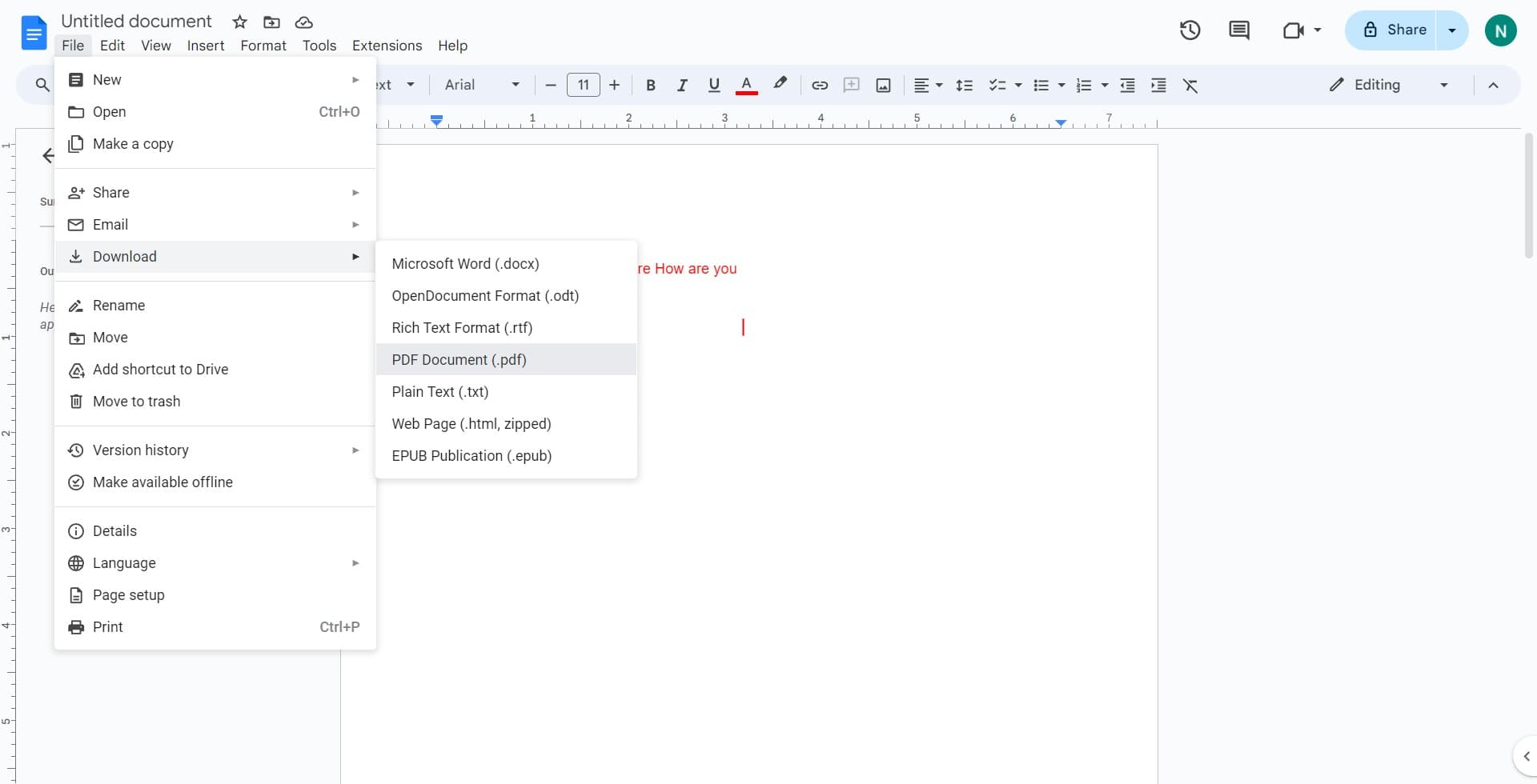 Select PDF Document format