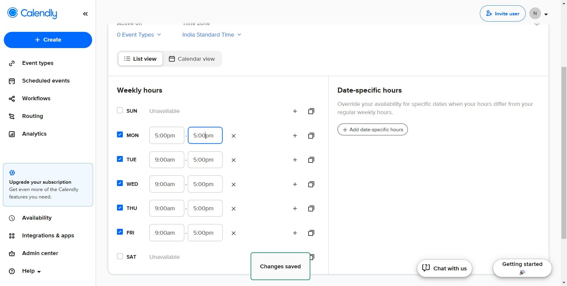 Select end time field