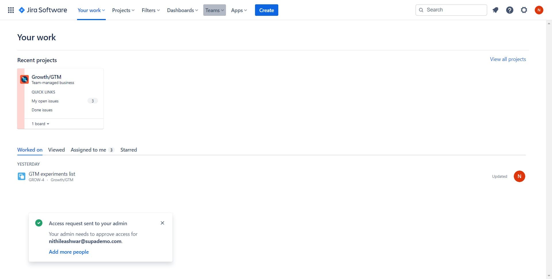 Navigate to the Teams section