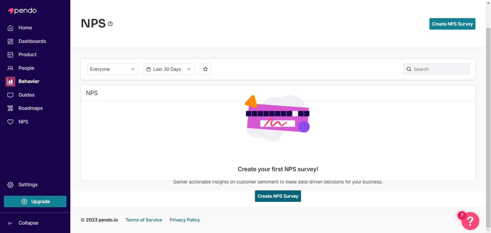 Create a new NPS survey