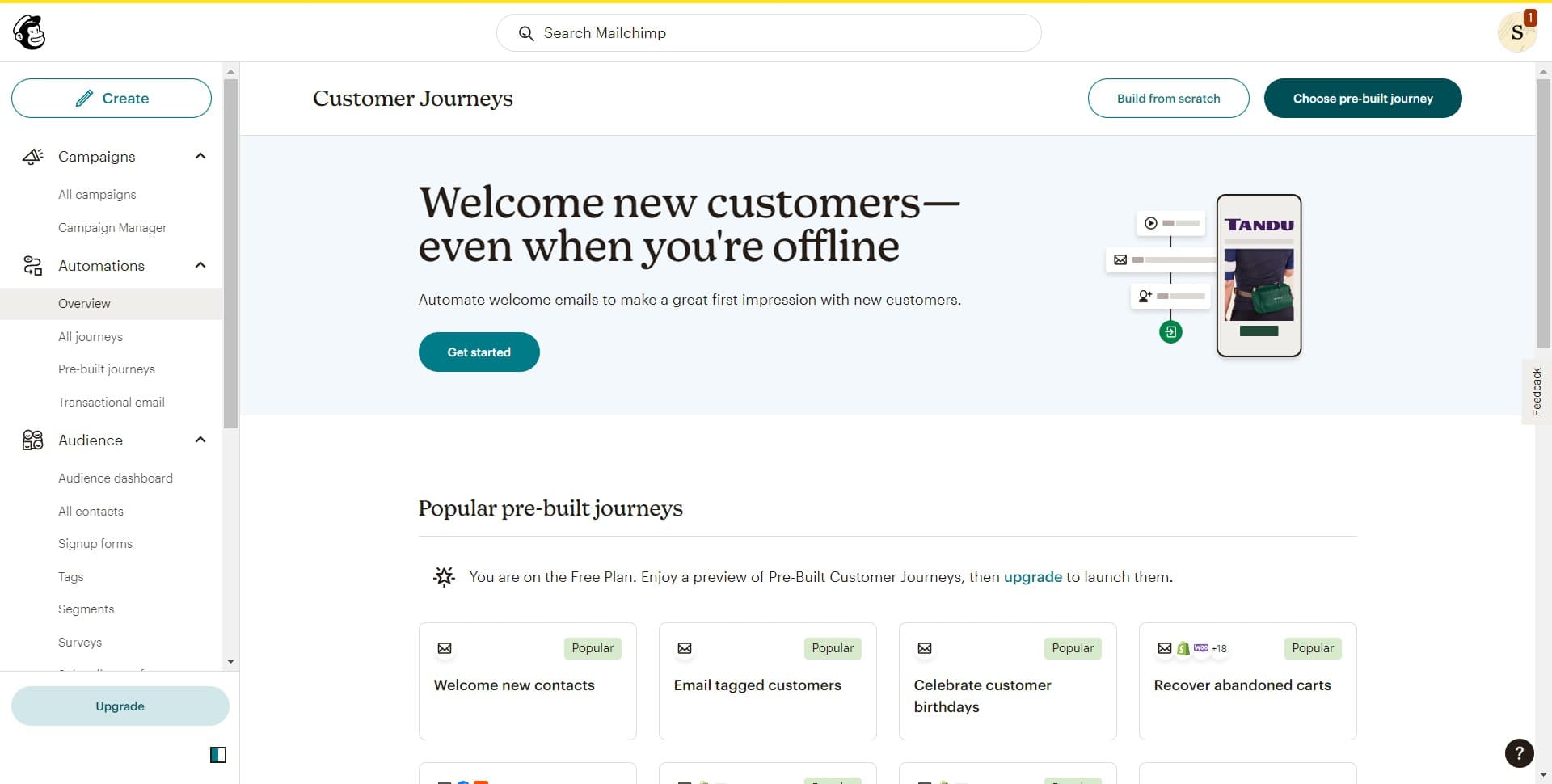 Click on Choose pre-built journey