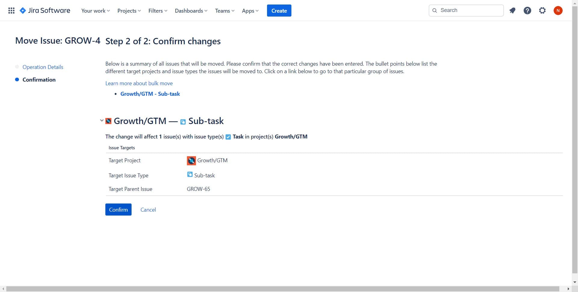 Return to board view