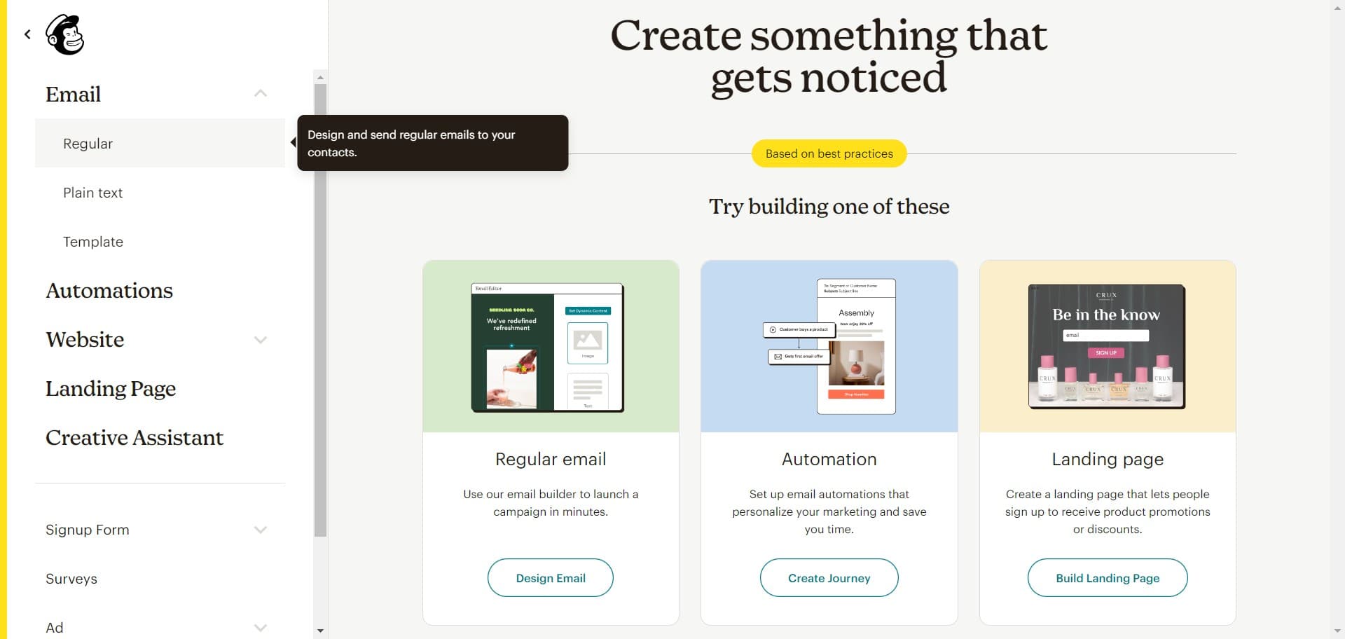 Select Regular campaign type