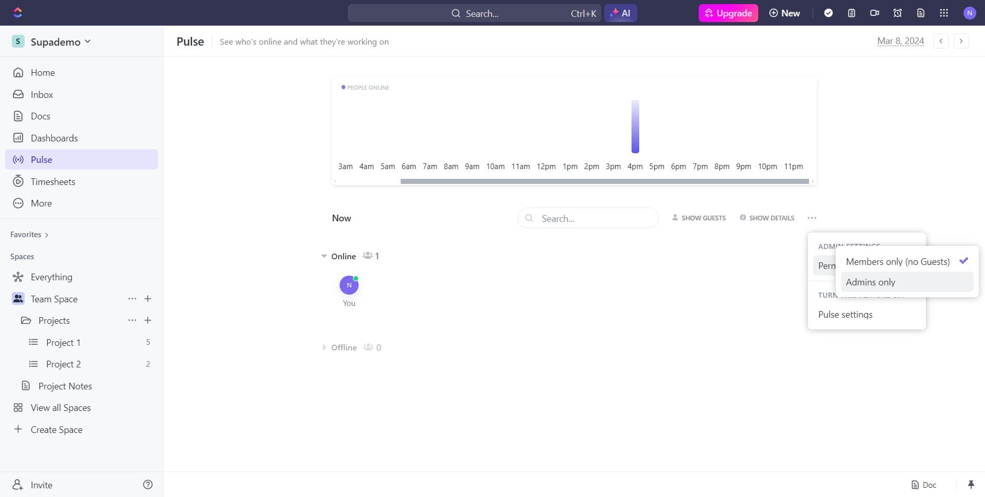 Select Admins only restriction