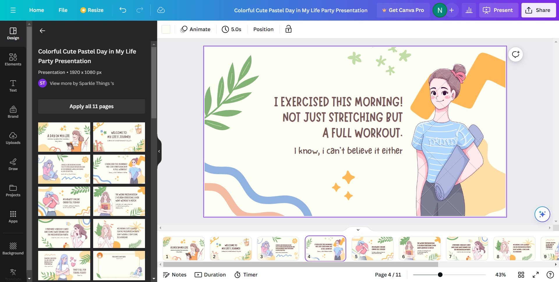 Enter presentation mode