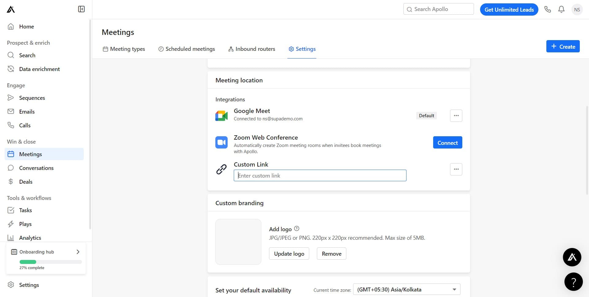 Select your video conferencing provider
