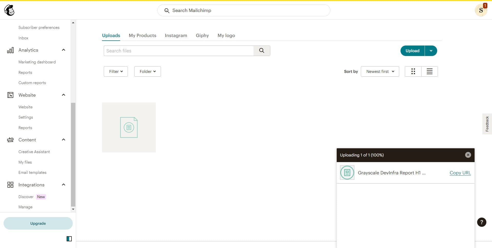 Confirm and complete upload