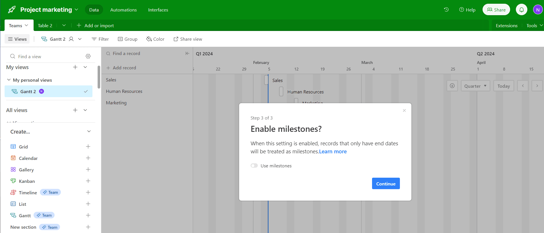 Set grouping and display options