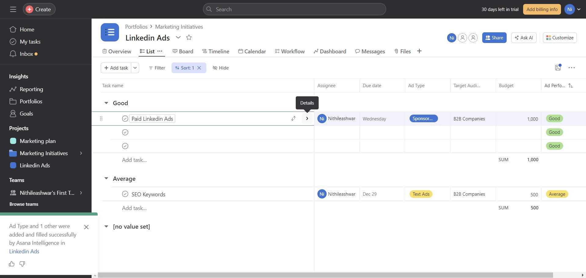 Configure field settings