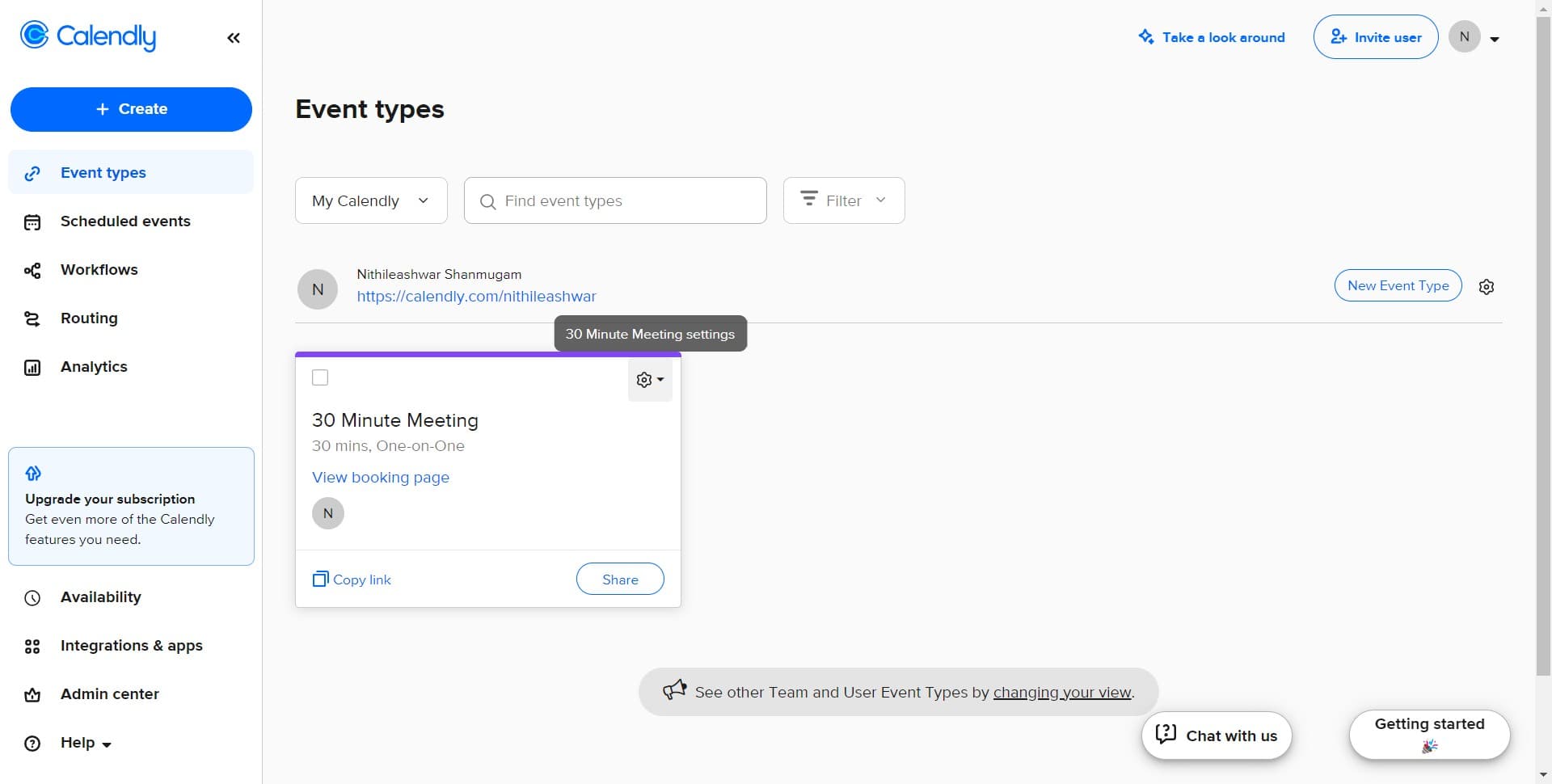 Open the event settings