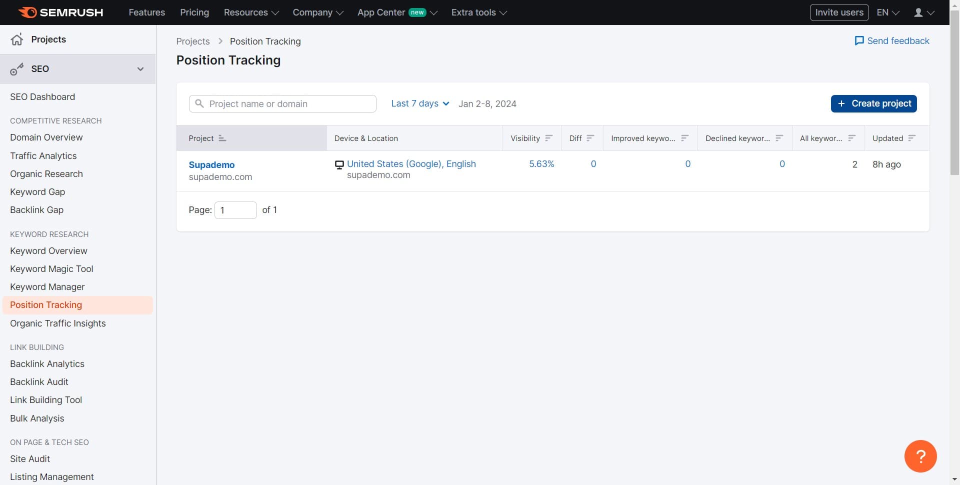 Click Create Project