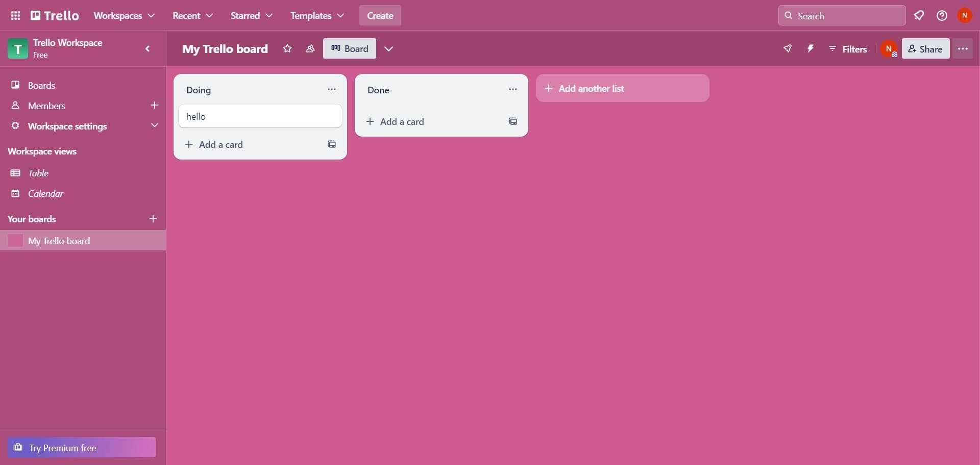 Access the board menu