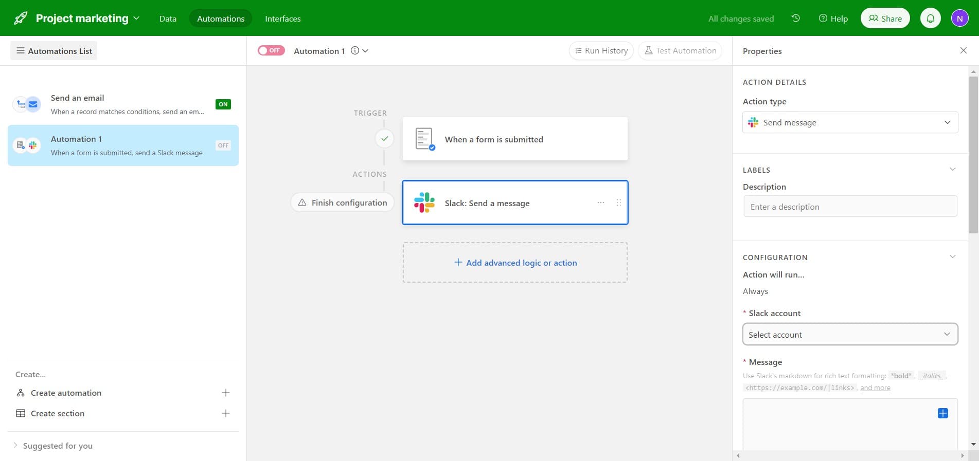 Choose account for messaging