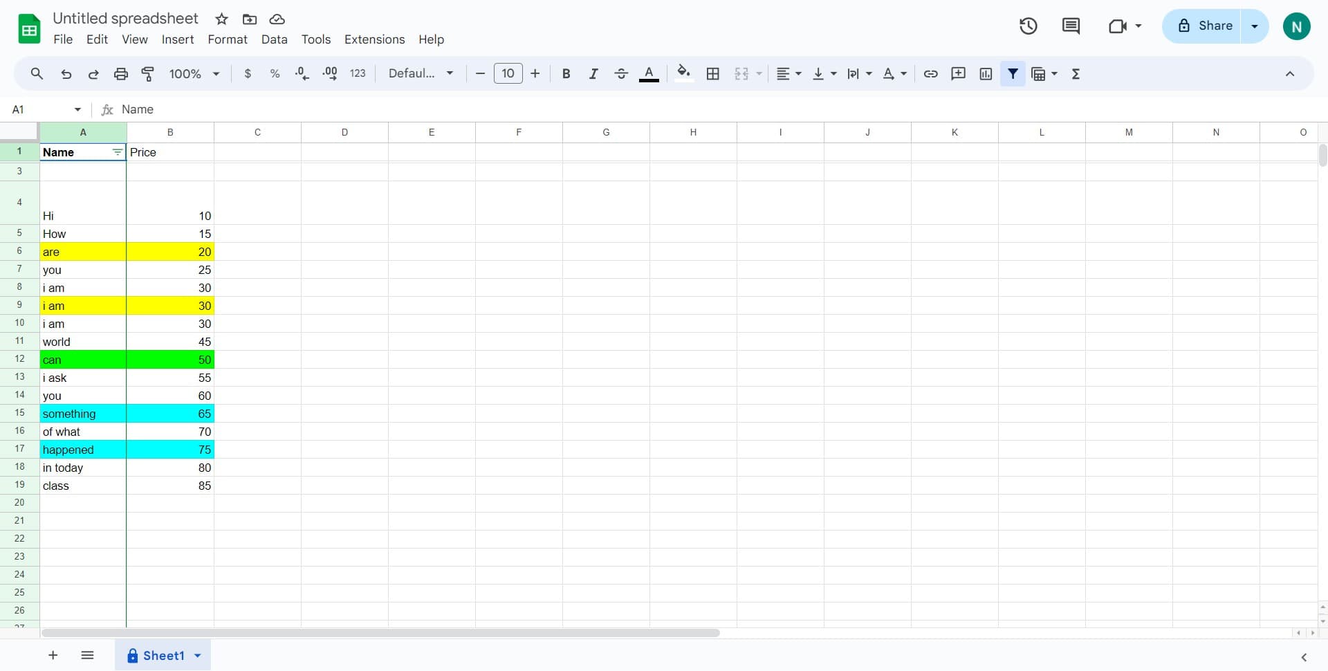 Select your data range