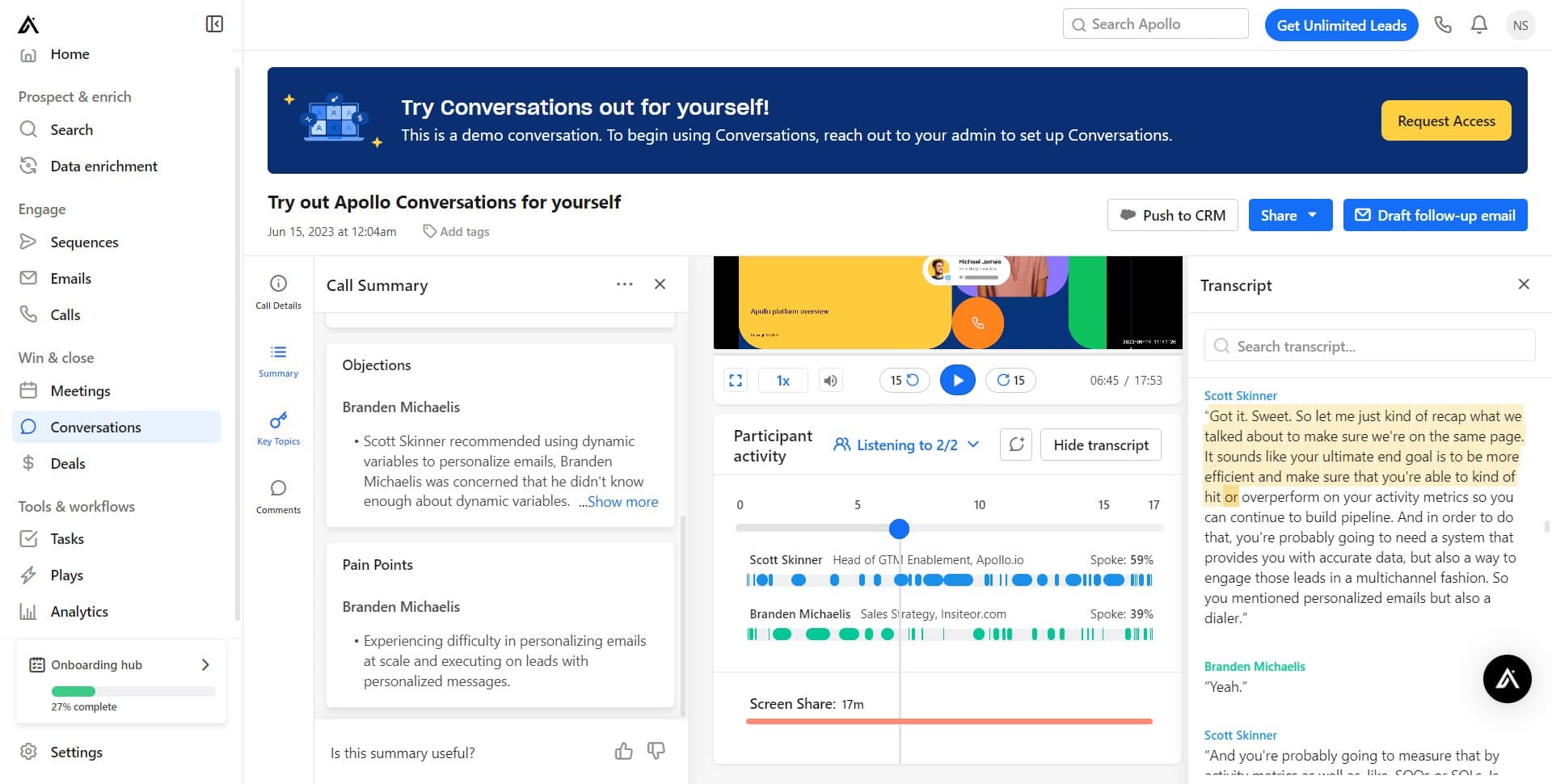 Review conversation details
