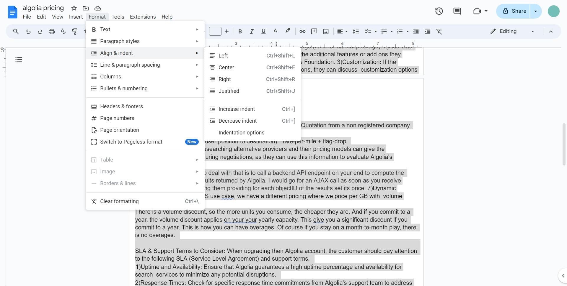 Click on Align & indent
