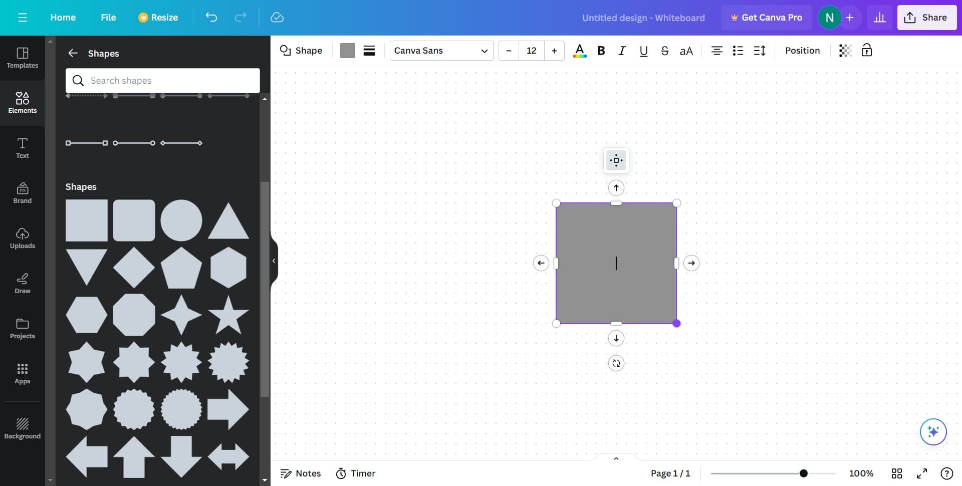 Position your shape on the canvas