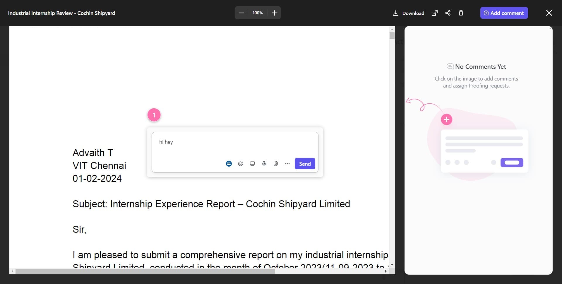 Click Send to post comment