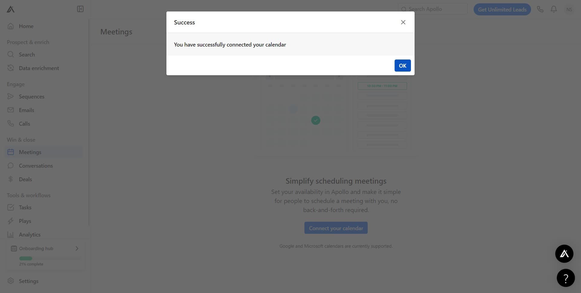 Confirm the connection