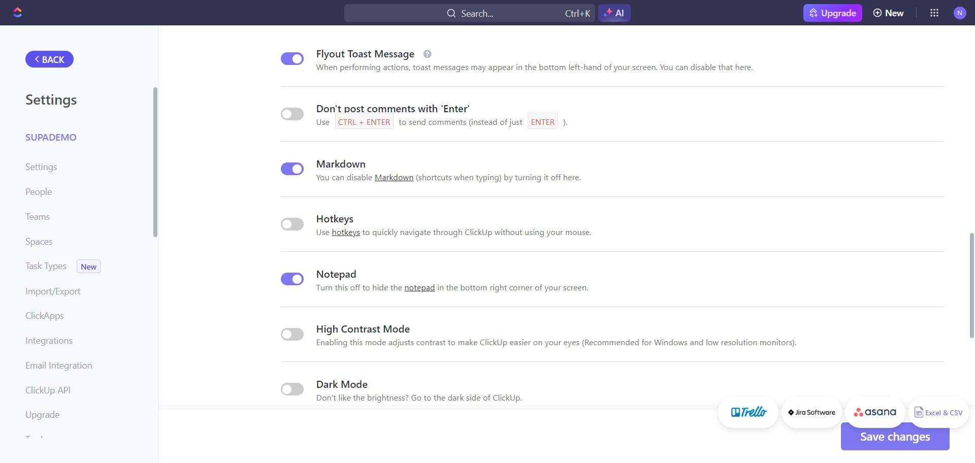 Return to the previous menu