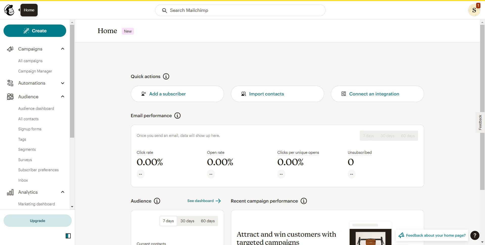 Access the Create menu